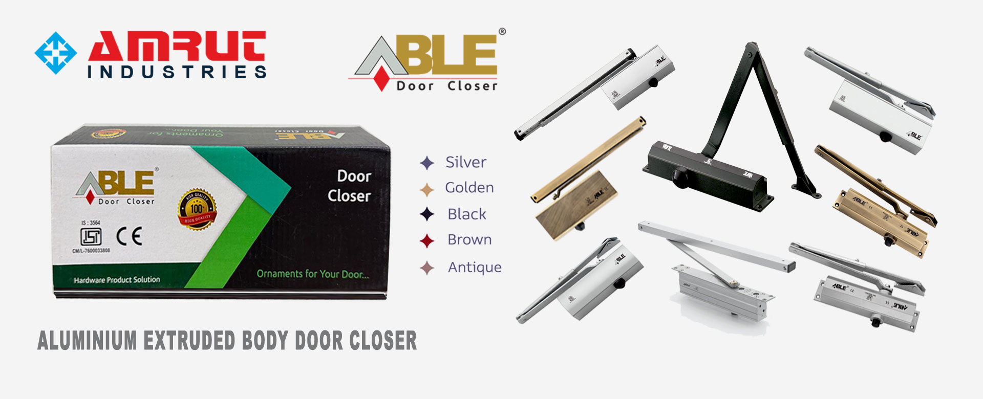 Aluminium Boldy Hydraulic Door Closer Able Brand Manufacturers - Suppliers Rajkot - Gujarat - India